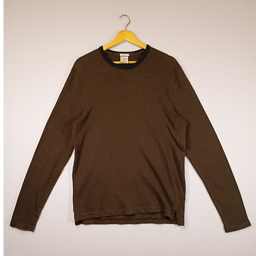 Earthcore Abercrombie & Fitch Mens Medium Brown Muscle Long Sleeve Ringer Tee